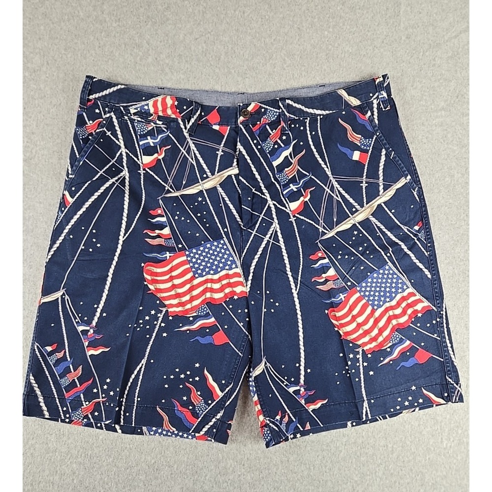 Polo Ralph Lauren Shorts Mens 42 Blue USA Flag Americana Nautical Relaxed Chino